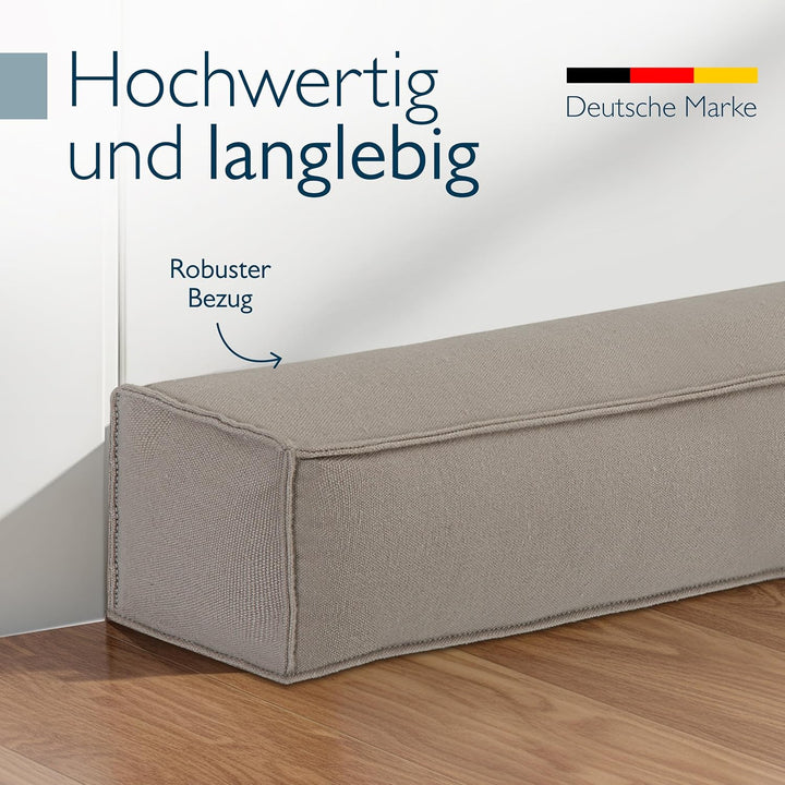 Beautissu Zugluftstopper für Türen 100cm – Wärmeschutz & Kälteschutz Türluftstopper Hellgrau – Stoff