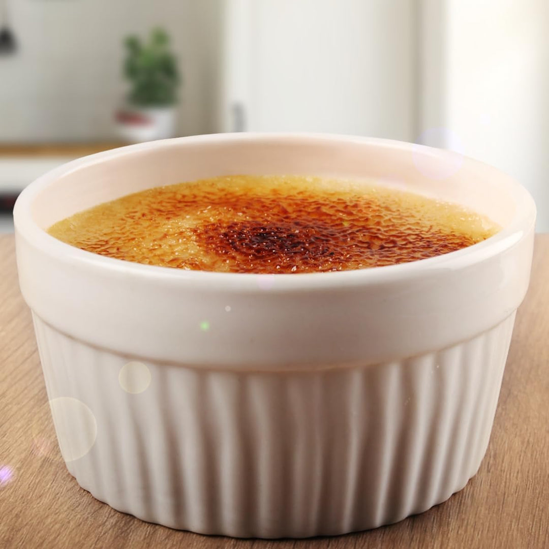6x Schälchen Ø 9cm aus Keramik Ofenfest Creme Brulee Dessertschale Pasteten Tapas Soufflé Auflauf Fö