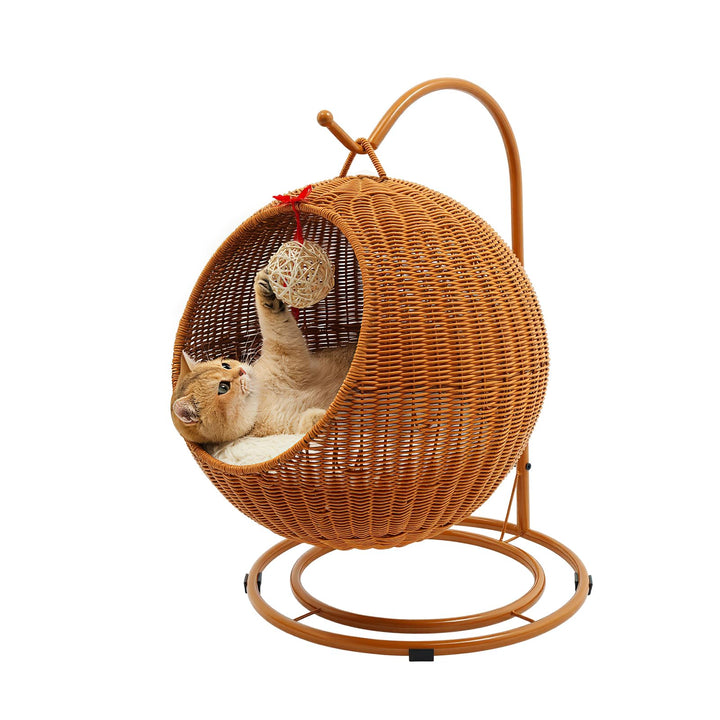 Katzenschaukel - Hängesessel für Katzen, KatzenhäNgematte, Rattan äHnliche HäNgekorb-KatzenhöHle, Fr