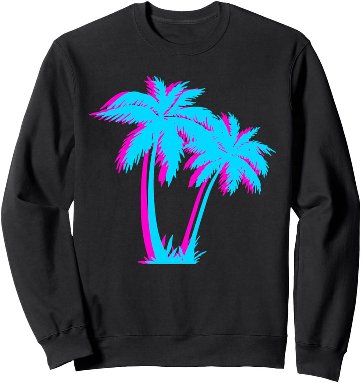 Vaporwave Palme-Baum design ästhetische Palme - Blau u Rosa Sweatshirt