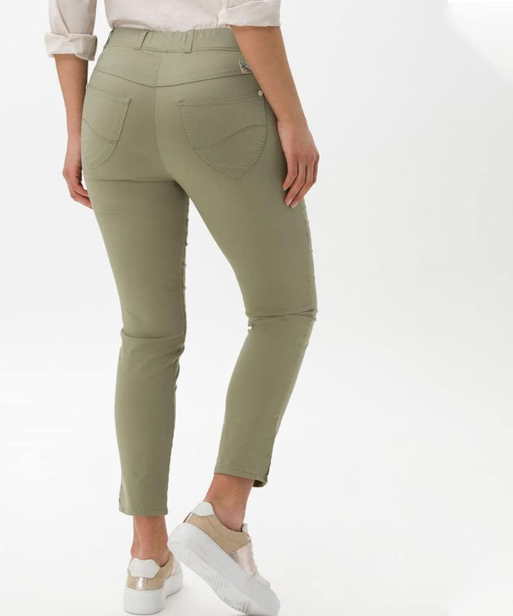 Raphaela by Brax Damen Style Lavina Verkürzt Rundum Schlupf Light Summer Cotton Hose 27W / 30L Sage,
