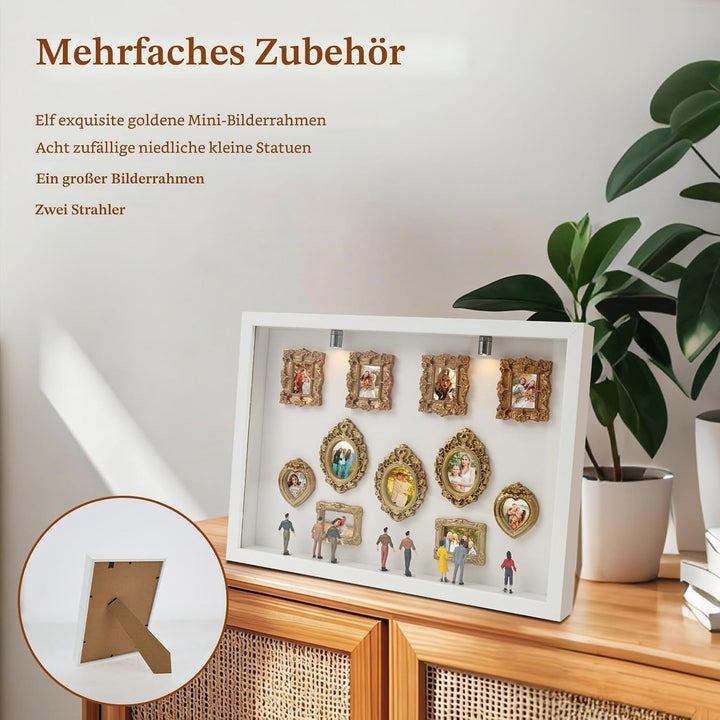 DIY Mini Museum Silhouette Box mit Vintage Mini Bilderrahmen Gold &amp; Figuren,Figuren Menschen Museum