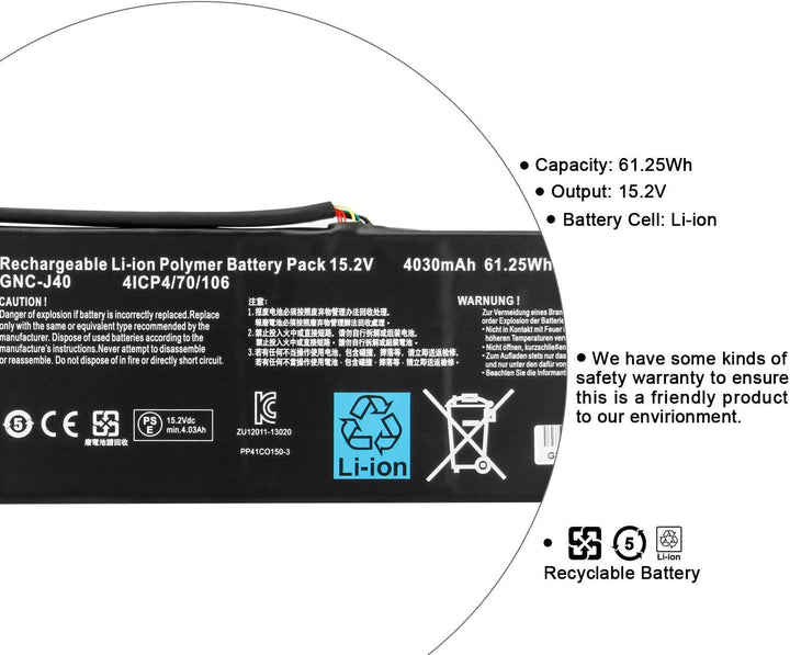 HUBEI GNC-J40 961TA013F Laptop Batterie Ersatz für GIGABYTE P34F P34G P34K P34W V2 V3 V5 V7 Series(1