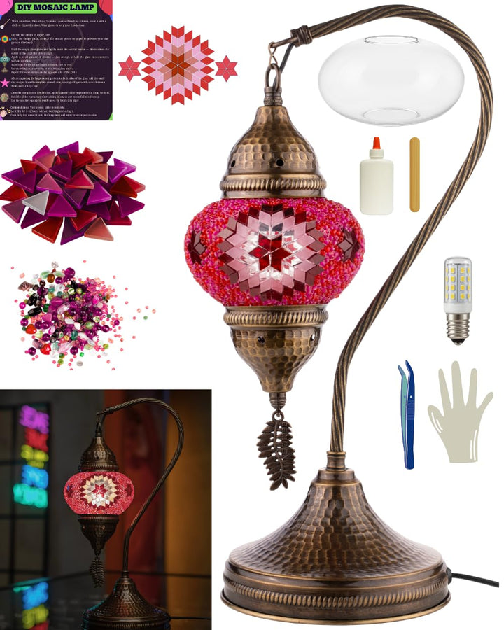 DEMMEX DIY Türkisches Mosaiklampen-Kit - Komplettes Kunst- und Handwerks-Geschenkset für Erwachsene