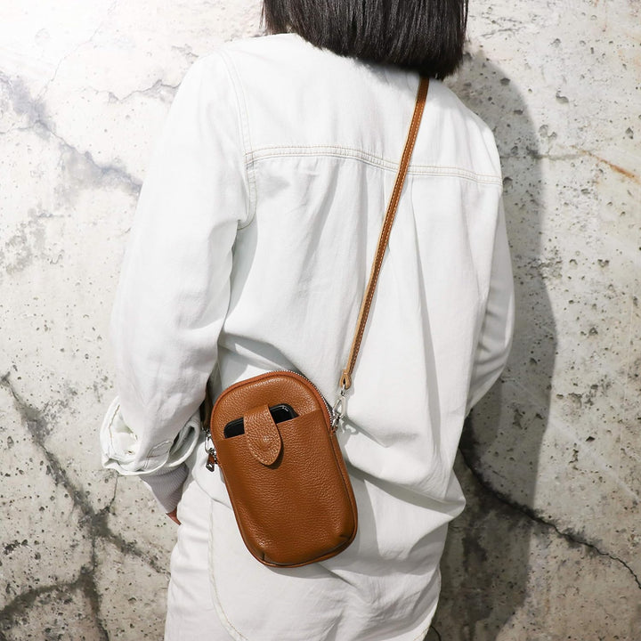 SH Leder Damen Umhängetasche Handytasche Multifunktion Geldbörse Beutel aus Echtleder Verstellbar Sc