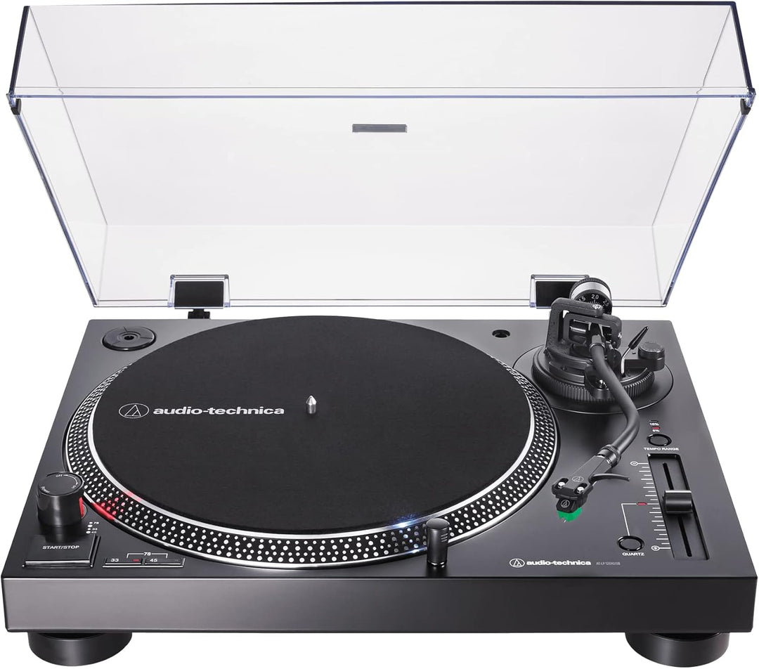 Audio-Technica AT-LP120XUSB-BK Plattenspieler mit Direktantrieb (Analog & USB), vollständig manuell,