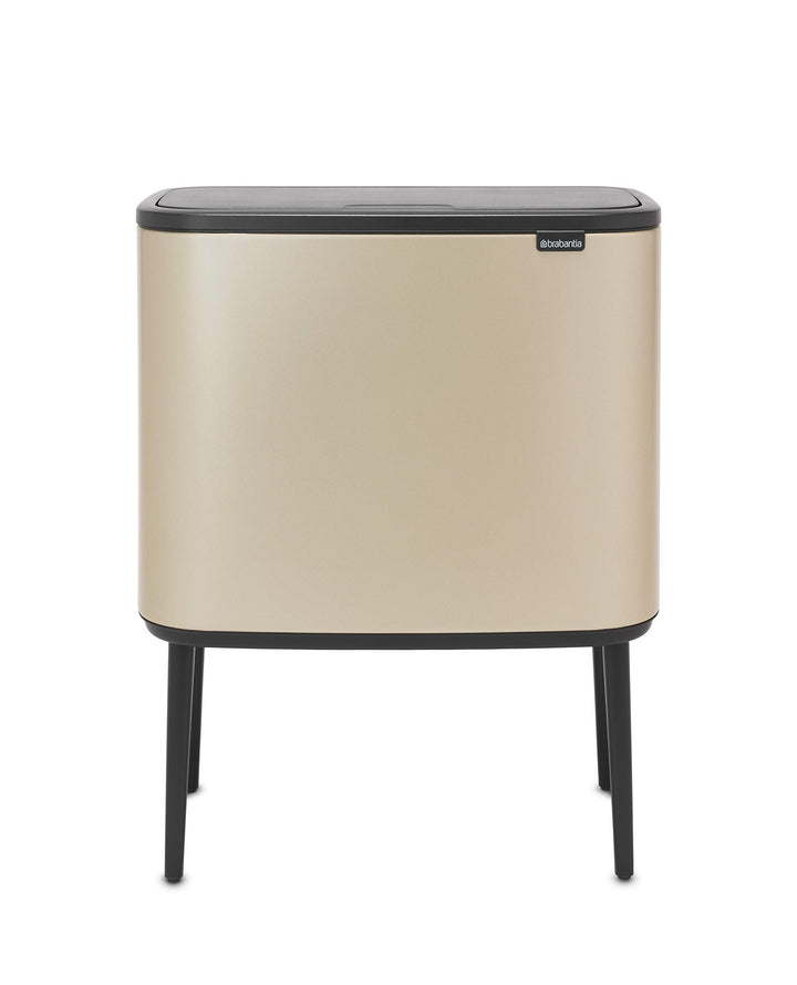 Brabantia Bo Touch Mülleimer Recycling, Metallic Gold, 3 x 11L 3 Inneneimer (3 x 11L) Champagne, 3 I