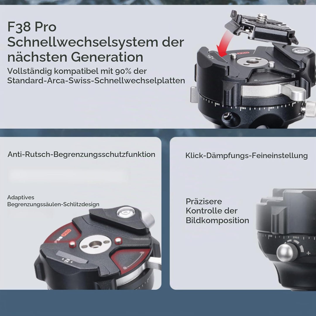 FALCAM Quick Lock Reise-Kamerastativ, mit 360-Grad-Dämpfungs-Kugelkopf, Kohlefaser, tragbarer Kamera