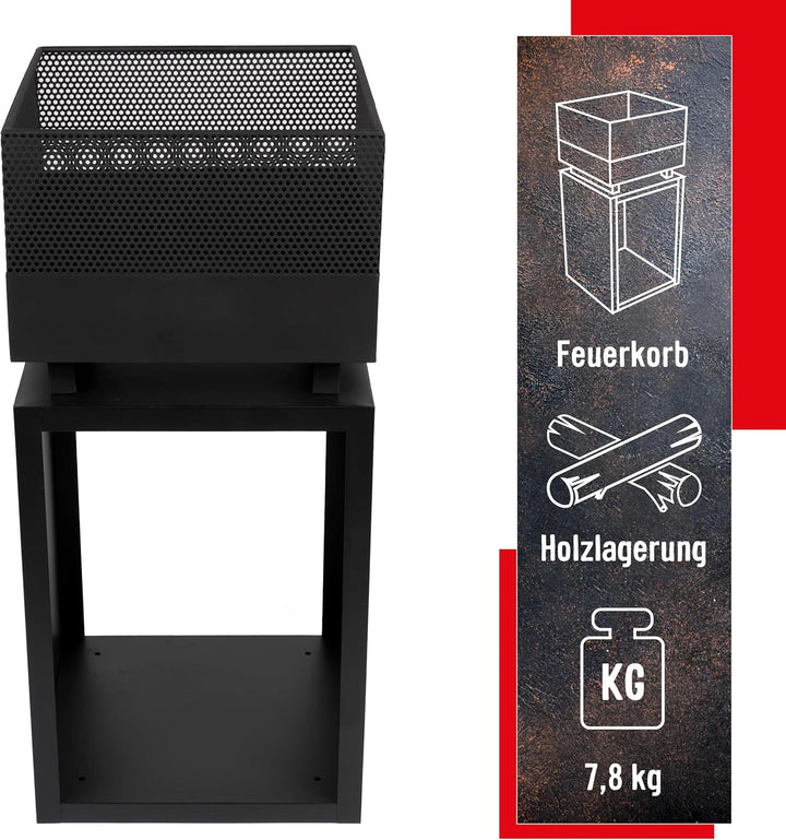 BBQ Collection Feuerkorb, Aluminium, Schwarz, One Size