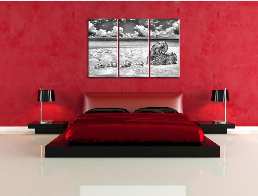 Pixxprint Sandstrand mit Muscheln als Leinwandbild/Grösse: 3 Teilig (120x80) / Wandbild/Kunstdruck/f