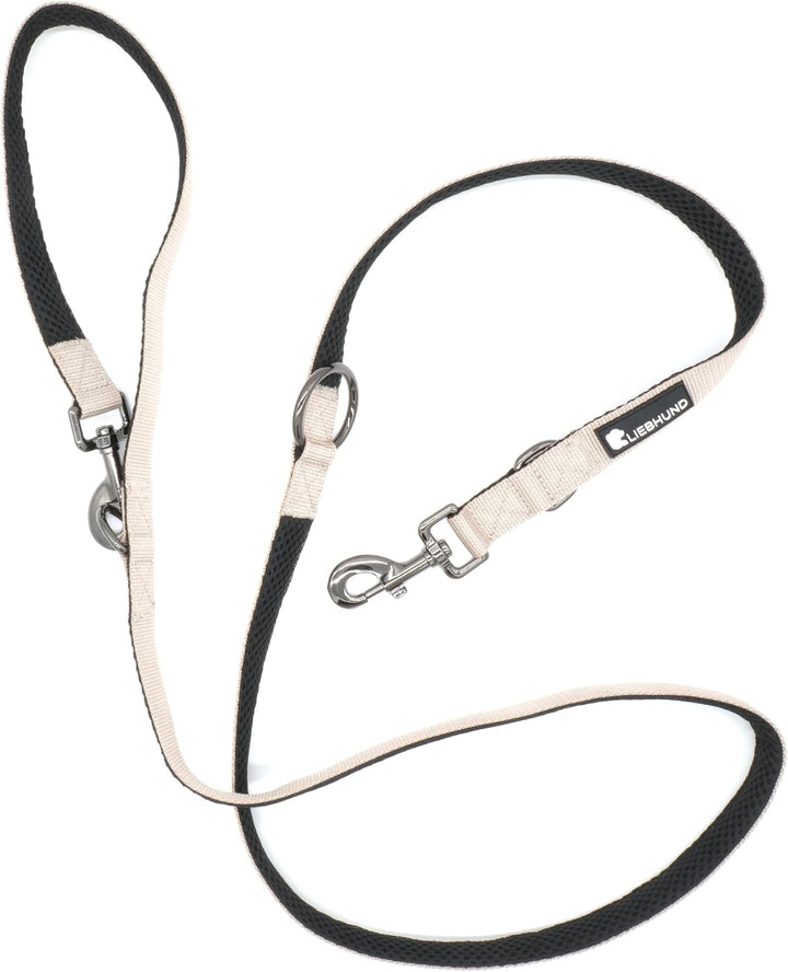 ComfortLine mit Mesh Gewebe 2m, 2,5cm Hundeleine verstellbar in beige für mittelgrosse bis grosse Hu