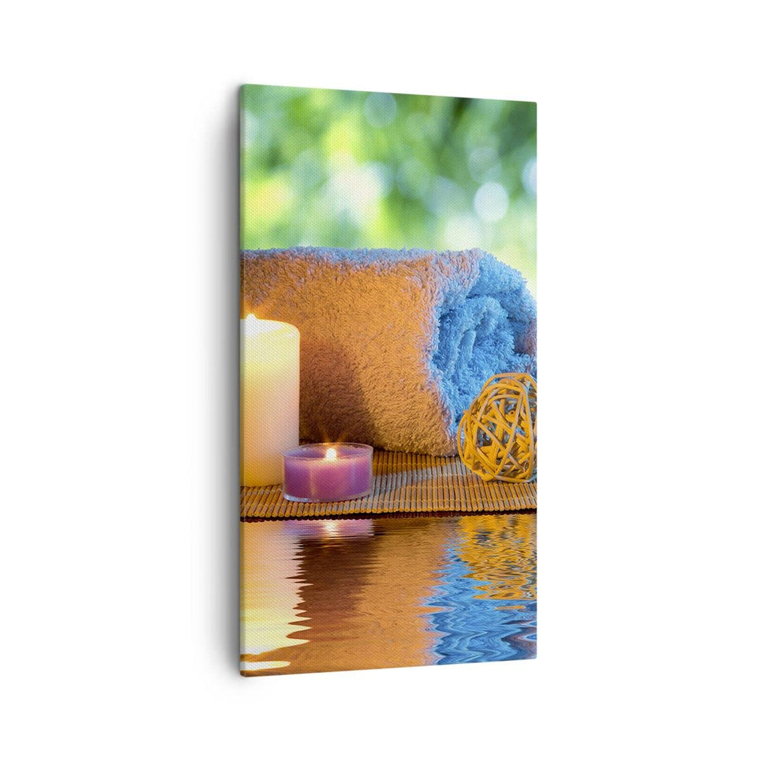 Bilder auf Leinwand Natur Entspannung Spa Kerzen Leinwandbild mit Rahmen 45x80cm Wandbilder Dekorati