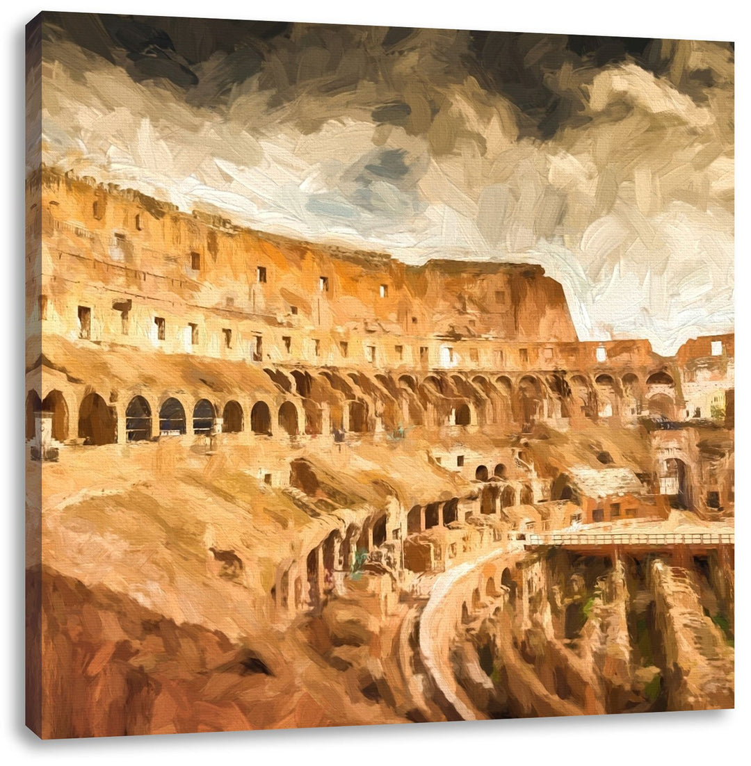 Pixxprint Kolosseum in Rom als Leinwandbild/Grösse: 70x70 cm/Wandbild/Kunstdruck/fertig bespannt, 70