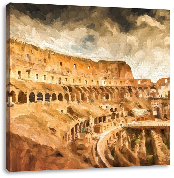 Pixxprint Kolosseum in Rom als Leinwandbild/Grösse: 70x70 cm/Wandbild/Kunstdruck/fertig bespannt, 70