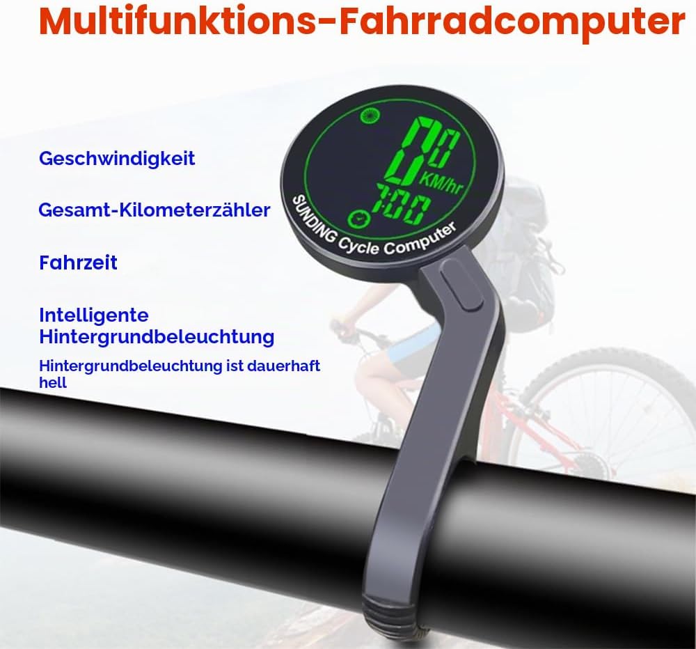 Lixada Fahrradcomputer Kabellos,16 Funktionen wasserdichte mit Hintergrundbeleuchtetem Fahrrad tacho