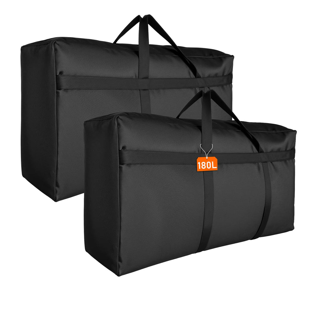 2 Stück 180L Extra Grosse Aufbewahrungstasche 600D Oxford Heavy-Duty Umzugstaschen mit Reissverschlü