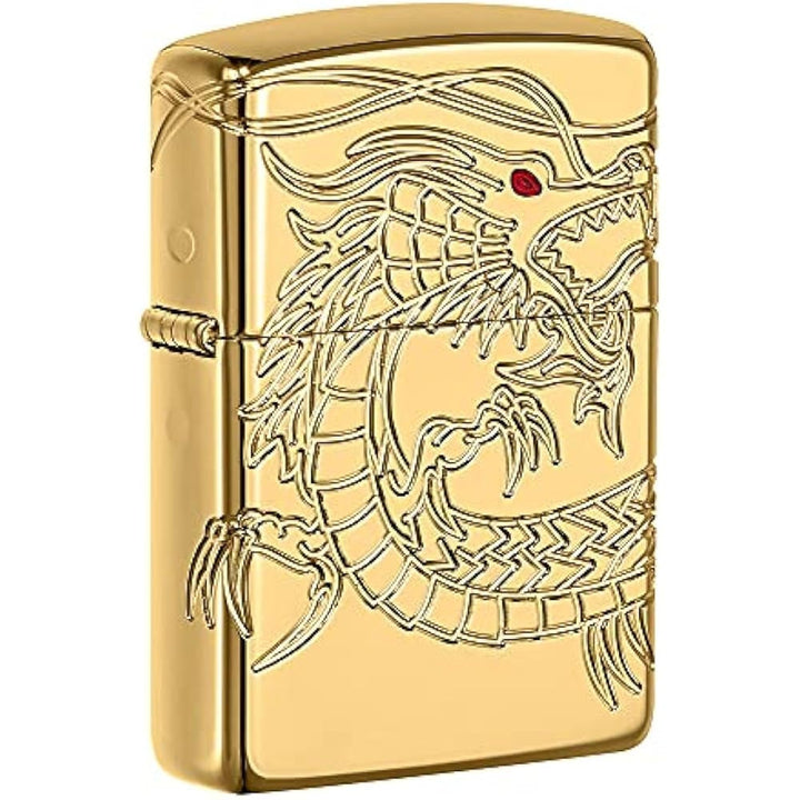Zippo 60000685 Jim Beam Feuerzeug, Chrom, Armor High polish Gold Plate with Epoxy Inlay (Dragon Mult
