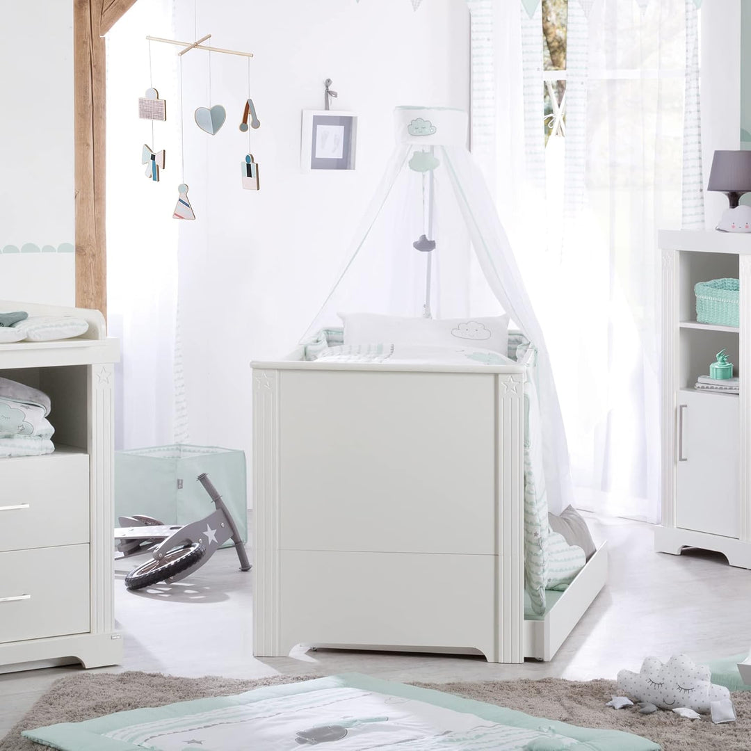 roba Kindermöbelset 'Maxi‘, 2-TLG inkl. Kombi-Bett, 70 x 140 cm und breiter Wickelkommode, weiss Kin