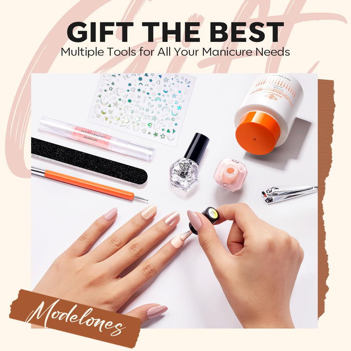 MODELONES Komplettes Nagellack Set, Nagellack Schnelltrocknend Herbst Braun Glitter Nude Rosa mit Ba
