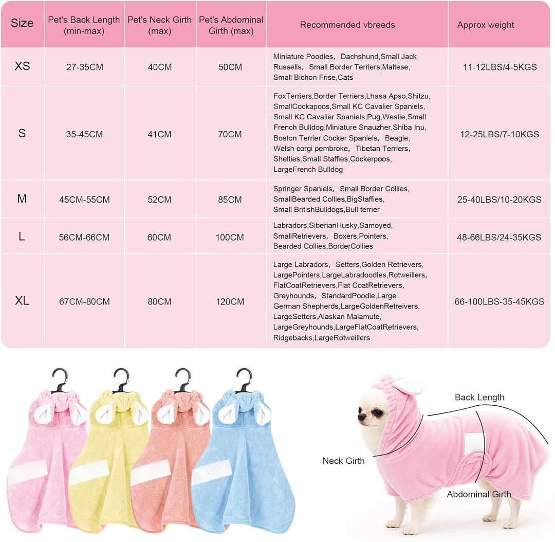 Haustier-Bademantel, Handtuch für Hunde und Katzen, super saugfähig, niedliches Hunde-Badetuch, Kapu