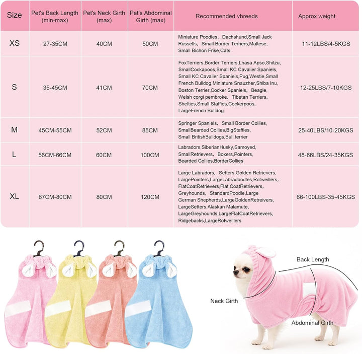 Haustier-Bademantel, Handtuch für Hunde und Katzen, super saugfähig, niedliches Hunde-Badetuch, Kapu