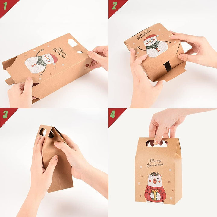 Gavbulie Geschenktüten Weihnachten, 24 Stück Weihnachtstüten, mit Griff, Papiertüten Geschenke Deko,