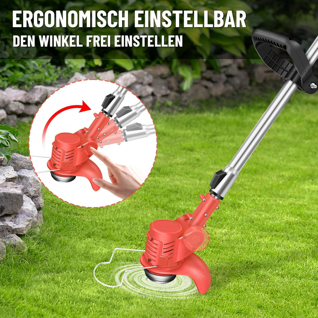 21V Akku Freischneider, Akku-Rasentrimmer Teleskoprohr 84-120cm, 1.5Ah Akku und Ladegerät, 10 Metall