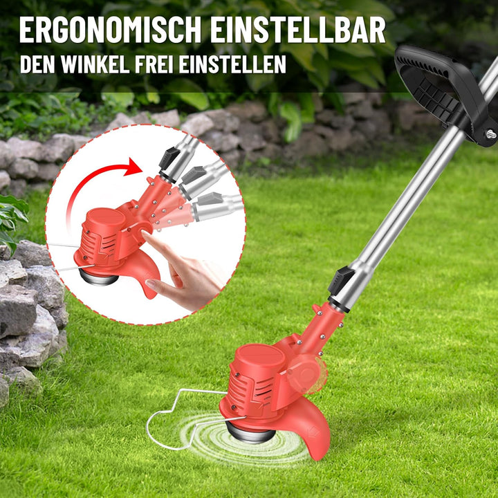 21V Akku Freischneider, Akku-Rasentrimmer Teleskoprohr 84-120cm, 1.5Ah Akku und Ladegerät, 10 Metall
