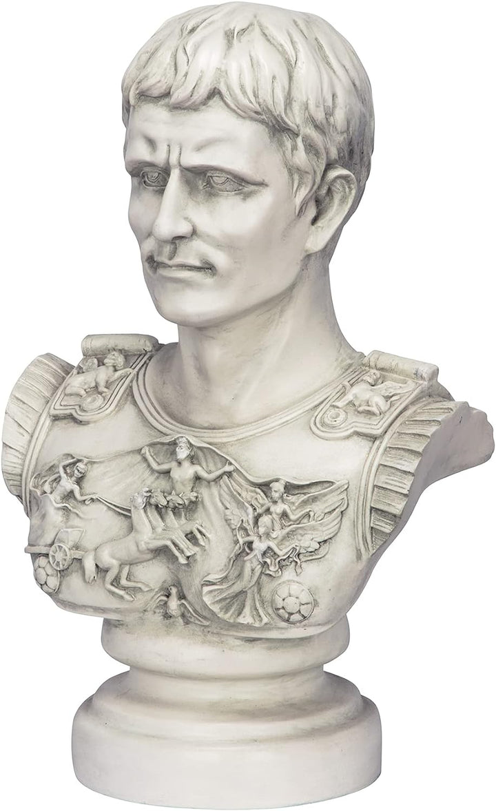 Design Toscano Augustus Caesar Primaporta Büstenstatue, Polyresin, antikes steingrau, 46 cm Einzelbe
