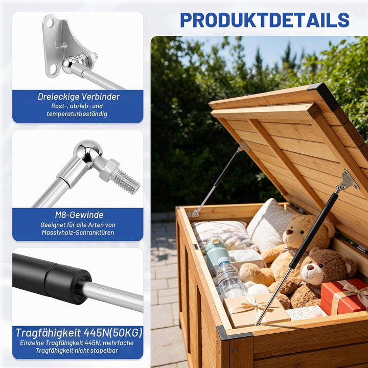2 Stück Gasdruckfeder 500mm 445N/45Kg,L-Förmigen,Gasdruckdämpfer,Stossdämpfer Für Werkzeugkasten Woh