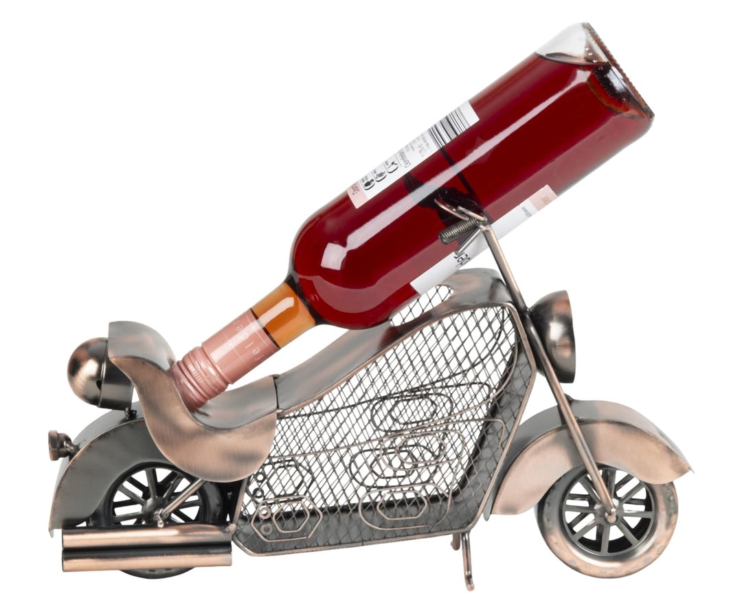 Flaschenhalter Motorrad 39cm lang mit Weinkorkensammler bronze-finish