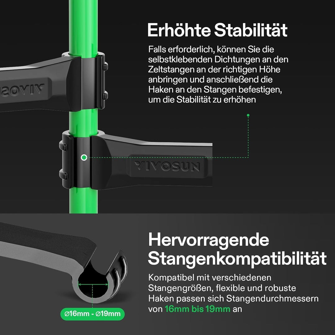 VIVOSUN 4er-Packung Grüne Stangen, Growzelt Höhes CFM-Set, Grüne Pole von 60-120cm, Geeignet für 60x