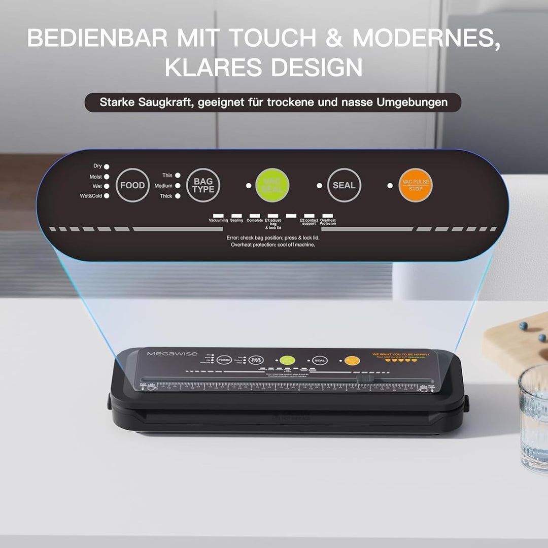 Megawise Leistungsstarke, aber kompakte Vakuumiermaschine One-Touch-Automatischer Lebensmittel-Versi