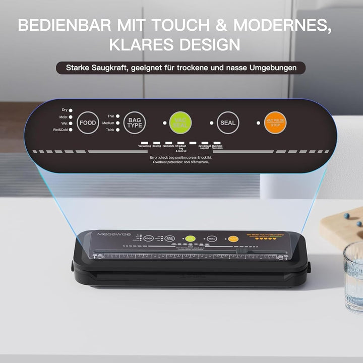 Megawise Leistungsstarke, aber kompakte Vakuumiermaschine One-Touch-Automatischer Lebensmittel-Versi