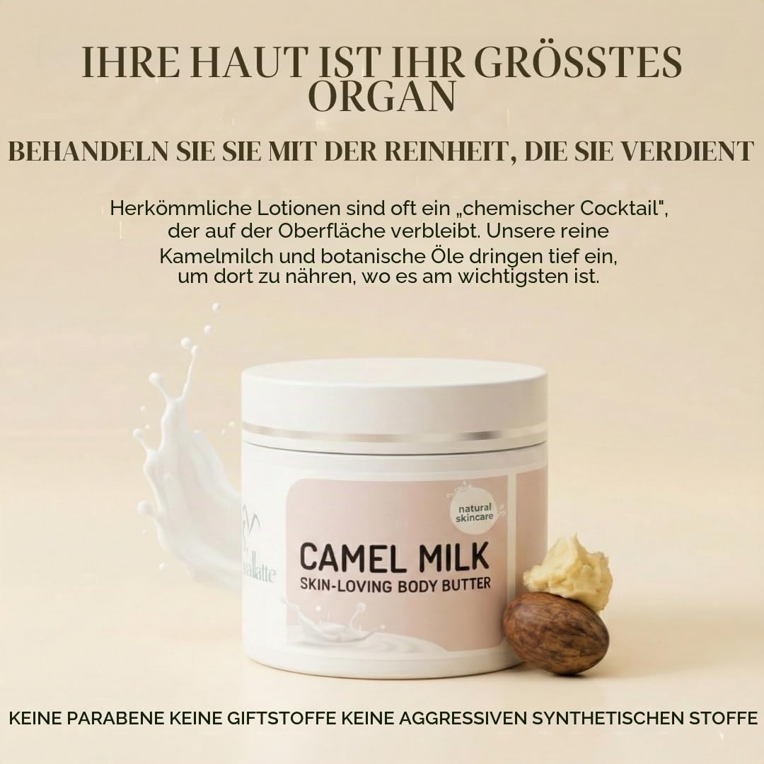 Cammellatte Kamelmilch Körperbutter mit Sheabutter - intensiv pflegende Bodylotion für trockene Haut