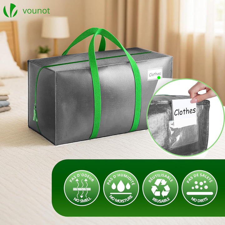 VOUNOT 5 Stück Umzugstaschen Gross, Faltbare Aufbewahrungstasche mit Stabilen Griffen und Rucksackgu