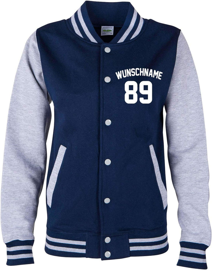 EZYshirt® Damen Herren Kinder College Jacke Athletic mit Wunschnamen und Wunschnummer | Baseball Jac
