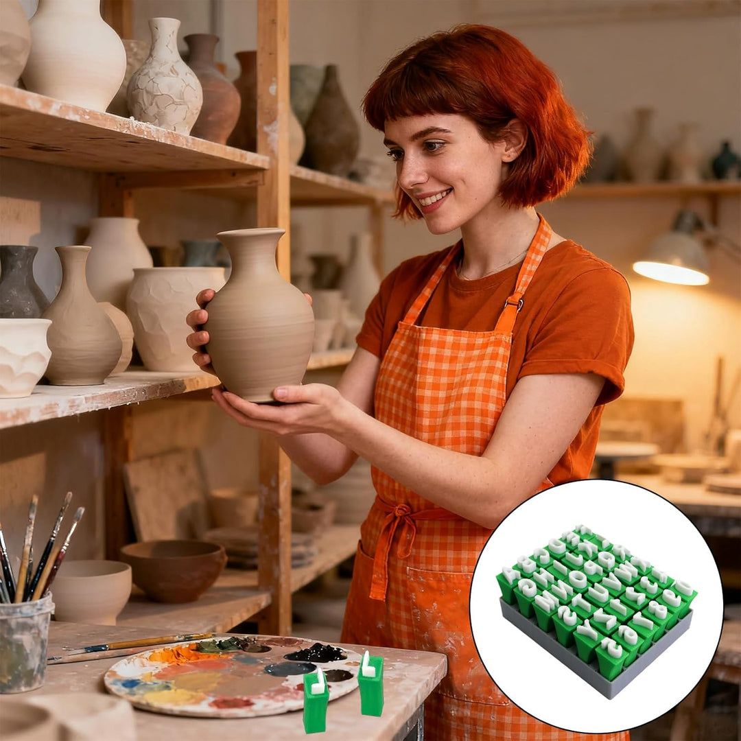 Keramik Stempel Set für Tonarbeiten – Professionelles Keramik Werkzeug mit Buchstaben & Symbolen, Pr