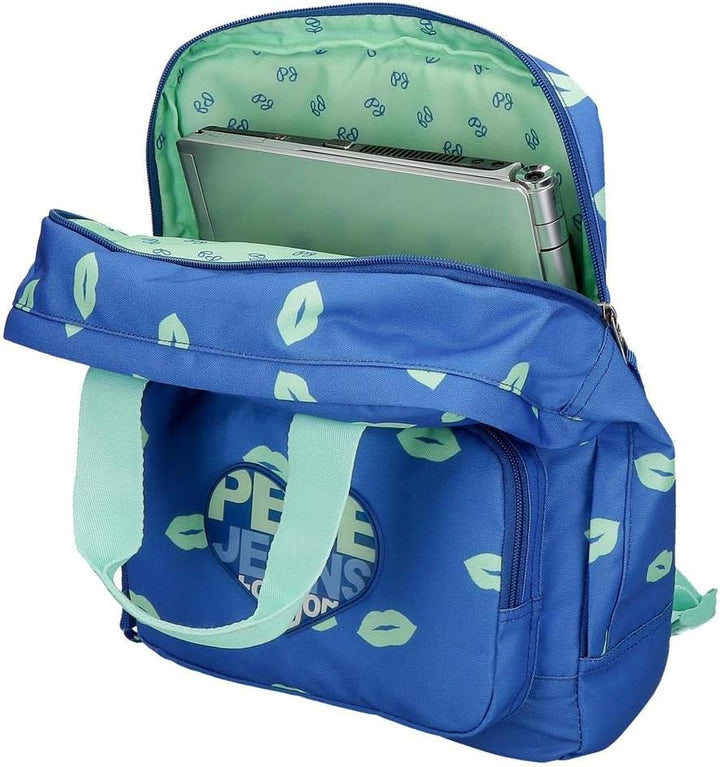 Pepe Jeans Ruth Anpassbarer Laptop-Rucksack Blau 30x40x13 cms Polyester 14" 15.6L Adaptiver PC-Rucks