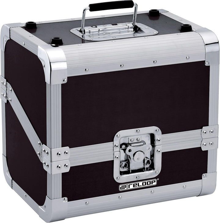 Reloop 80 Record Case Black - klassisches Platten Case, Butterfly Verschlüsse, Schaumstoffpolsterung