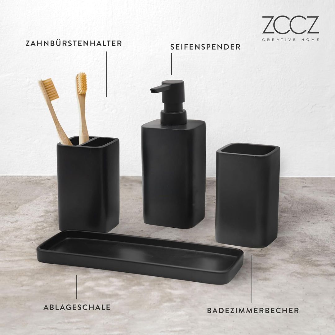 ZCCZ Badezimmer Set 4 Teile – Badezimmer Organizer mit Zahnbürstenhalter, Zahnputzbecher, Seifenspen
