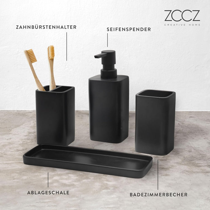 ZCCZ Badezimmer Set 4 Teile – Badezimmer Organizer mit Zahnbürstenhalter, Zahnputzbecher, Seifenspen