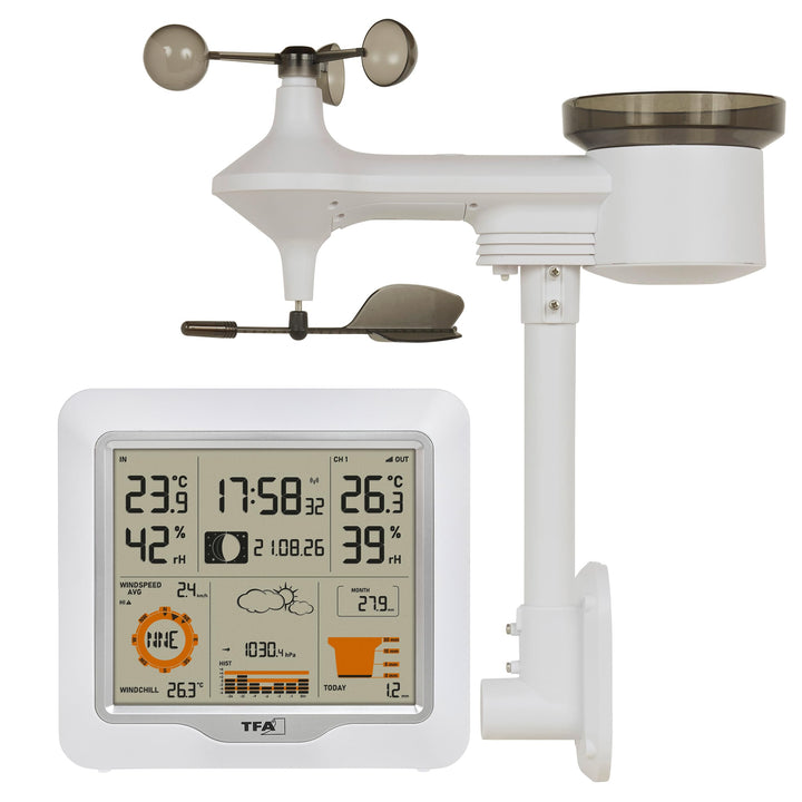 TFA Dostmann Digitale Funk-Wetterstation 5-in-1 mit Kombisender Weather One, 35.1177, Luftfeuchtigke