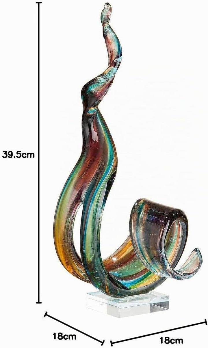 GILDE GLAS art Skulptur Marea - Dekoobjekt handgefertigt aus Glas H 38 cm Höhe 42 cm Mehrfarbig, Höh