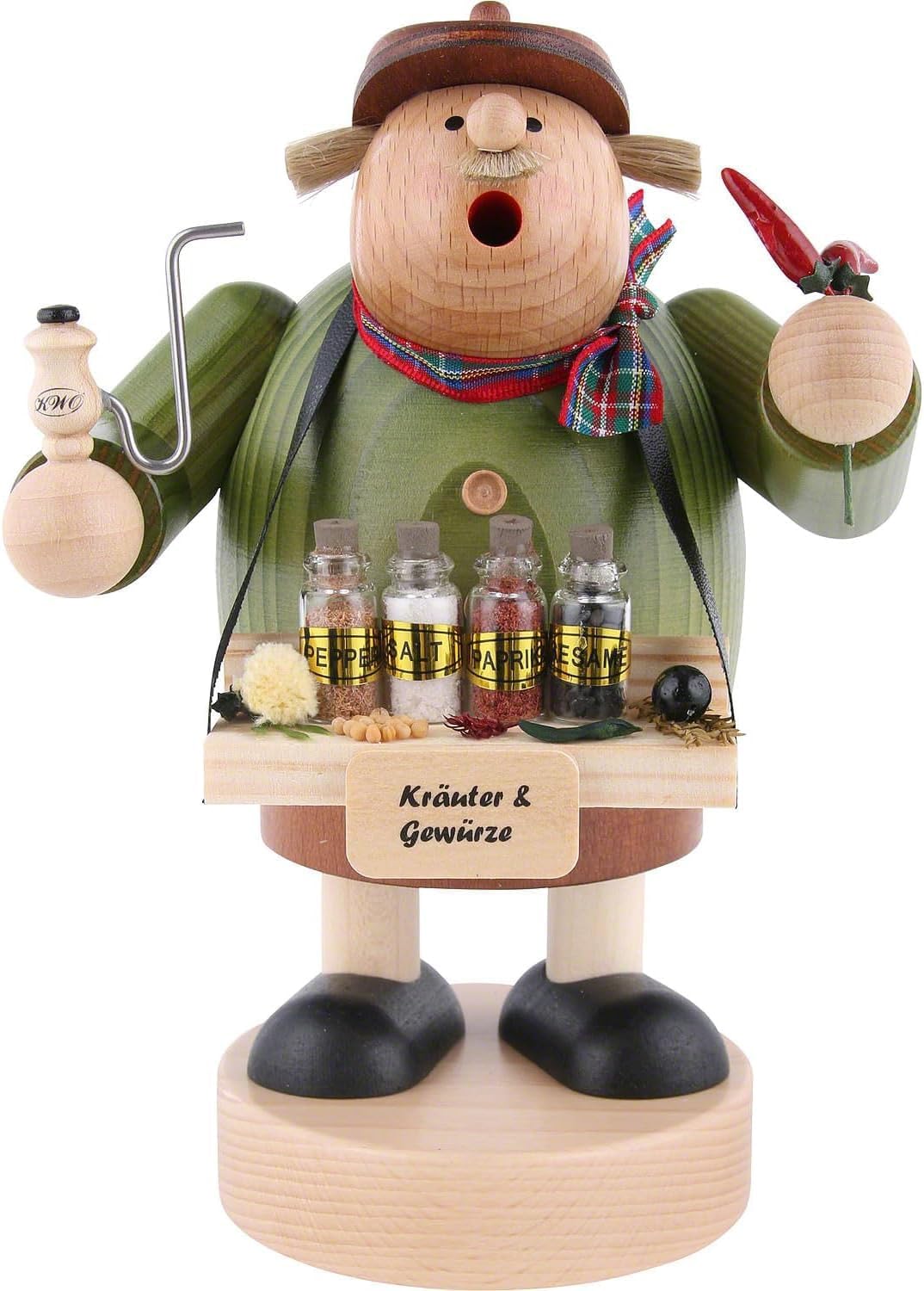 Räuchermännchen Gewürzhändler 18 cm | Weihnachtsdeko traditionelle Kunsthandwerk aus dem Erzgebirge