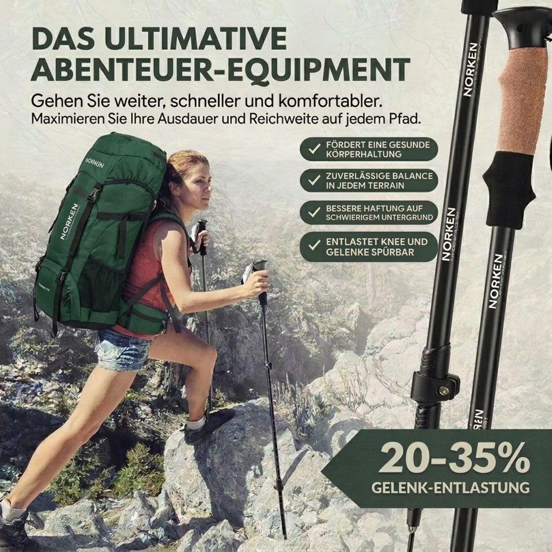 NORKEN - Wanderstöcke, Teleskopstöcke, Aluminium 7075, leicht und robust, Flip Lock Verriegelung, er