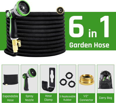 VNV 10-Funktions Gartenschläuch - Flexibel, Erweiterbar, 50ft/15m - Bewässerung, Gartenarbeit, Autow