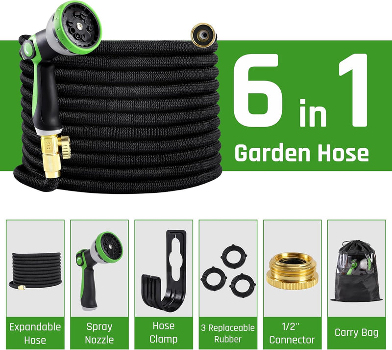 VNV 10-Funktions Gartenschläuch - Flexibel, Erweiterbar, 50ft/15m - Bewässerung, Gartenarbeit, Autow