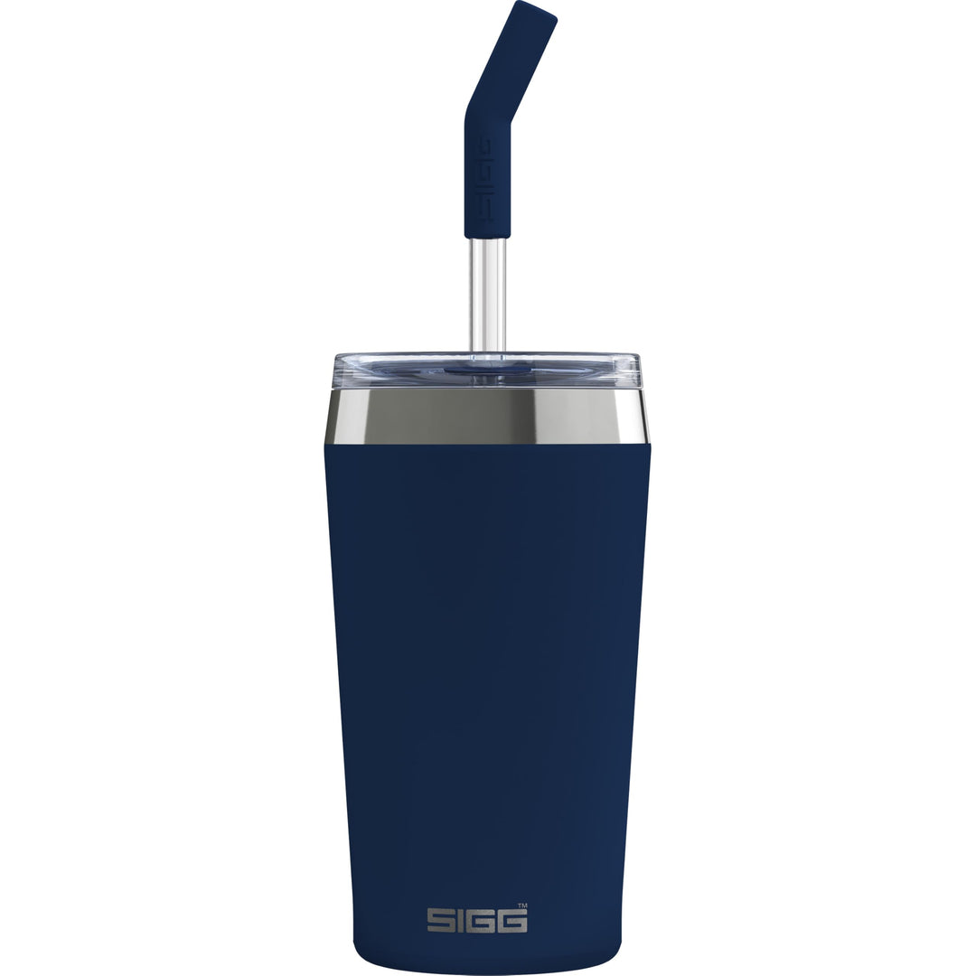 SIGG - Isolierbecher - Travel Mug Helia - Mit wiederverwendbarem Glastrinkhalm &amp; Reinigungsbürste -