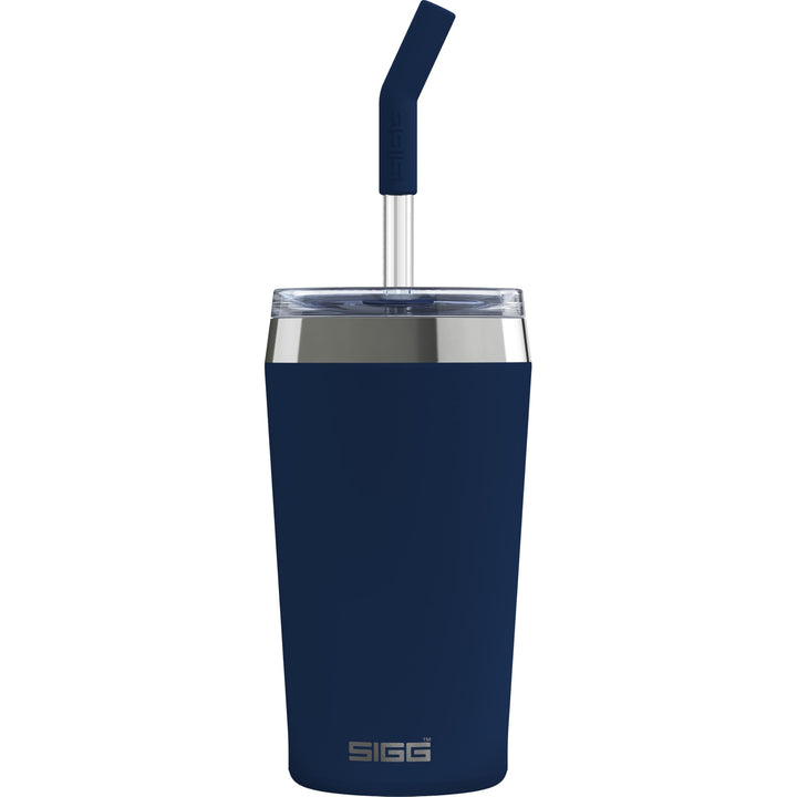 SIGG - Isolierbecher - Travel Mug Helia - Mit wiederverwendbarem Glastrinkhalm &amp; Reinigungsbürste -